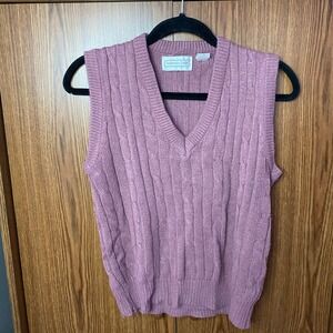 Anderson-Little Sweater Vest Womens M Pink Cable Knit V-Neck